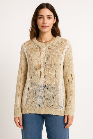 Sand-Wave Knit Slouchy Sweater