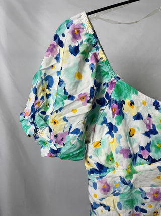 Cropped Floral Buttoned Blouse
