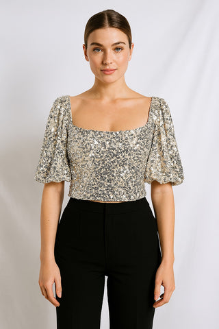 Silver Sequin Blouse