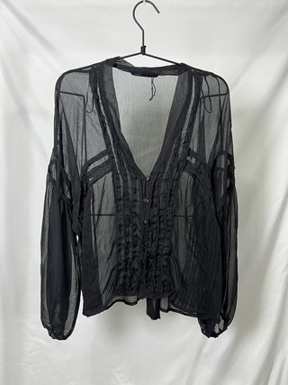 Sheer Ruffle Detail Blouse