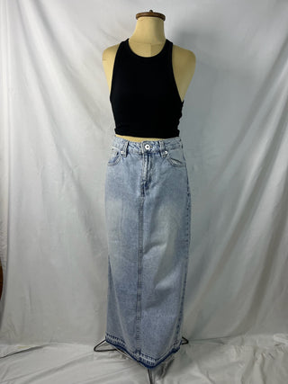Back Slit Denim Skirt
