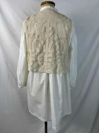 Bohemian Crochet Vest Layered Shirt Dress