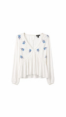 Embroidered Swiss Dot Peplum Blouse