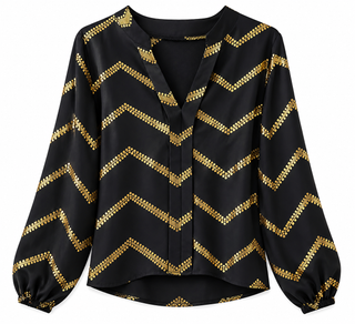 Black & Gold Chevron Print Blouse