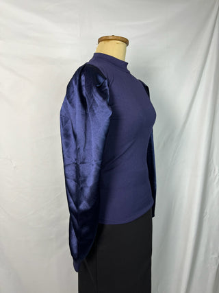 Puffy Sleeves Contrast Top