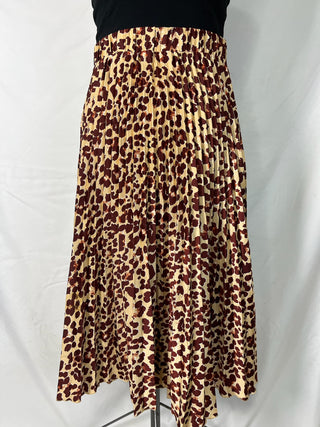 Leopard Pleated Midi Skirt