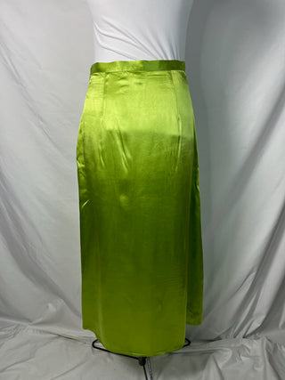 Lime Satin Slit Skirt