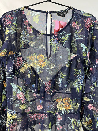 Midnight Garden Ruffle Blouse
