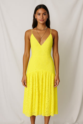 Mid-Ruffle Lace Dress