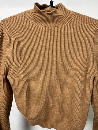 Caramel Ribbed Turtleneck Knit