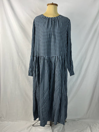 Navy Gingham Maxi Dress