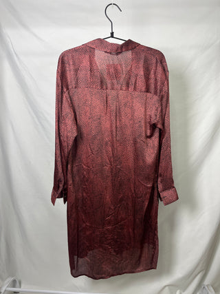 Burgundy Leopard Sheer Blouse