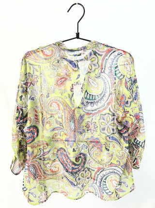 Paisley Tie-Neck Chiffon Blouse