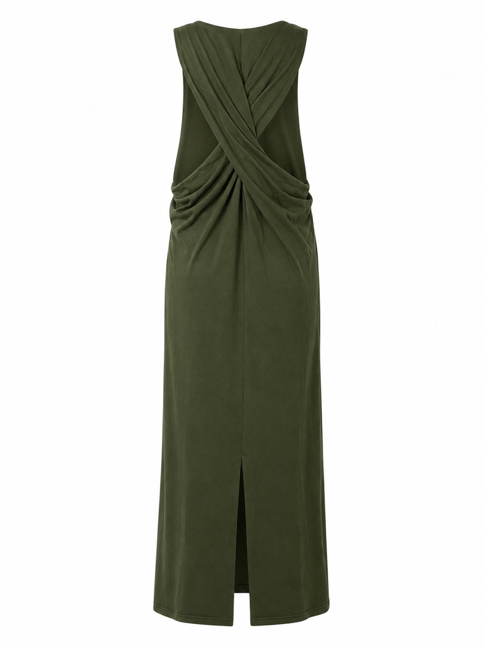Cross-Back Olive Basic Dress