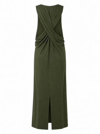 Cross-Back Olive Basic Dress