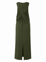 Cross-Back Olive Basic Dress