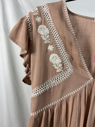 Embroidered Boho Babydoll Blouse