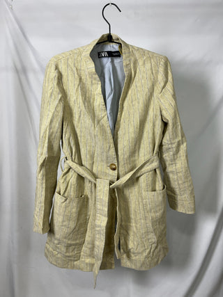 Pinstripe Belted Blazer