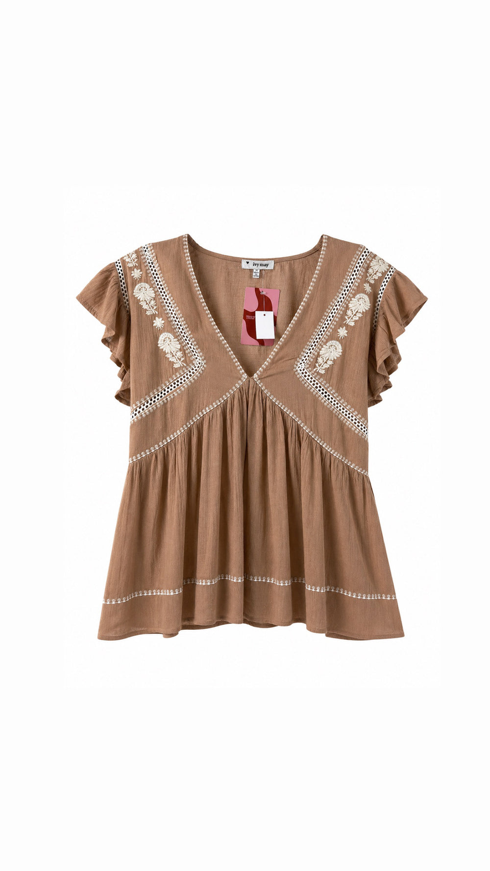 Embroidered Boho Babydoll Blouse