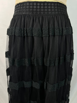 Sheer Lace Tiered Maxi Skirt