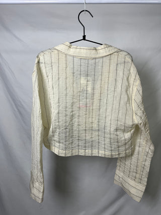 Cream Textured Cropped Blouse