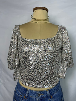 Silver Sequin Blouse