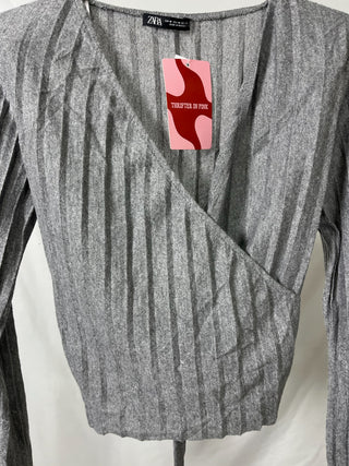 Narrow Pleats Wrap Top