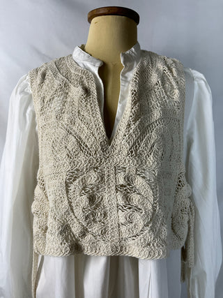 Bohemian Crochet Vest Layered Shirt Dress