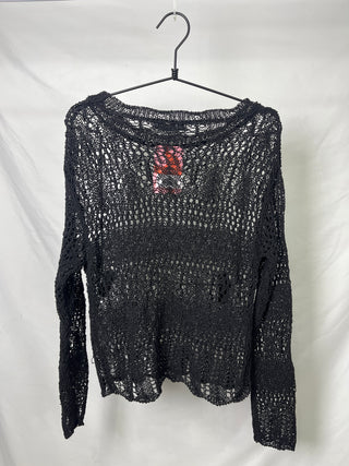 Black Net Knit Blousetop