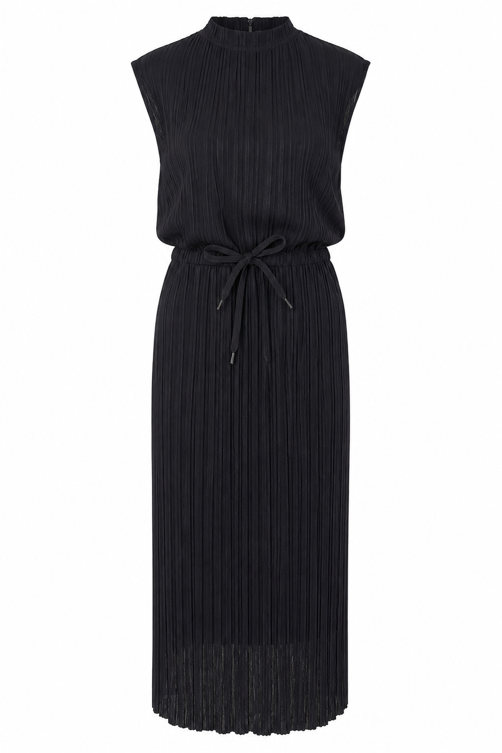 Pleated Tie-Waist Midi Dress