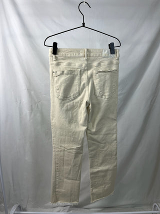 Ecru Straight-Leg Slit Jeans