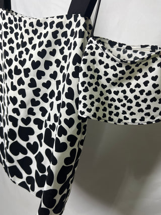B&W Hearts Off-Shoulder Top