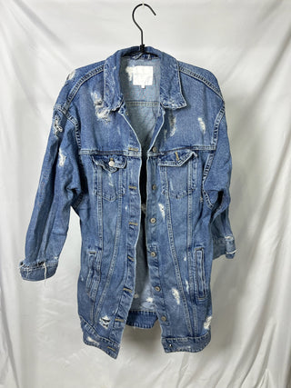 Distressed Long Denim Jacket