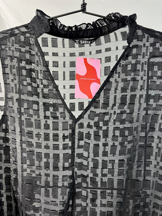 Sheer Geometric Sleeveless Blouse