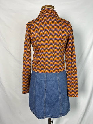 Retro Zigzag Button-Up