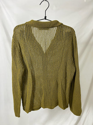 Olive Knitted Button-Up