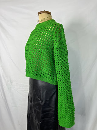 Open-Knit Cropped Sweater