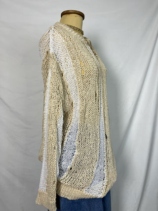 Sand-Wave Knit Slouchy Sweater