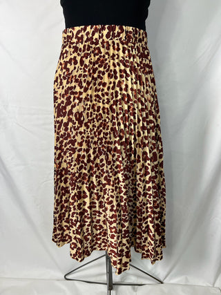 Leopard Pleated Midi Skirt