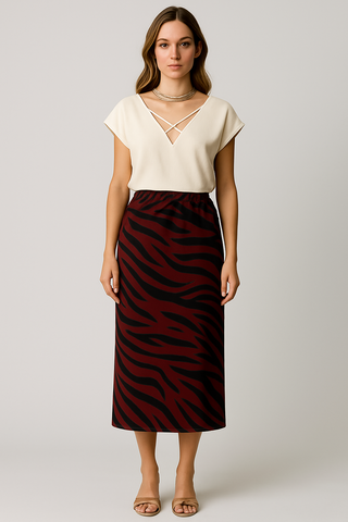 Burgundy Zebra Skirt