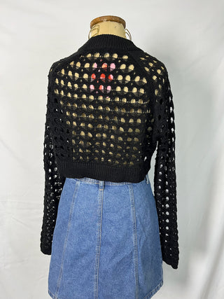 Cropped Open-Knit Sweater