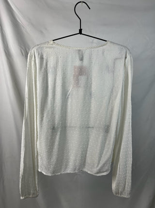 Embroidered Swiss Dot Peplum Blouse