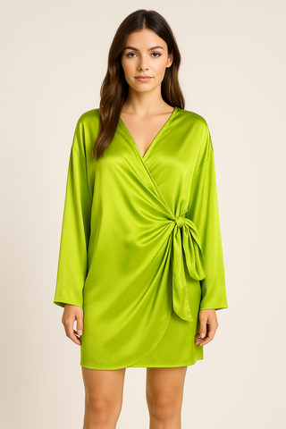 Lime Wrap Mini Dress