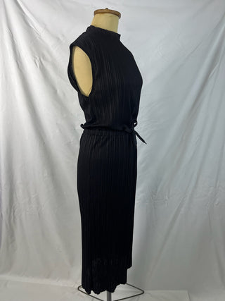 Pleated Tie-Waist Midi Dress