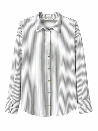 Pinstripe Button-Up Chemise
