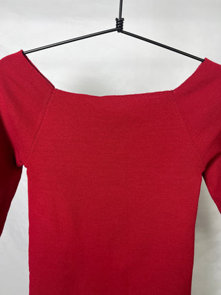 Wide-Neck Off-the-shoulder Red Blouse