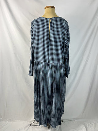 Navy Gingham Maxi Dress