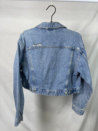 Ripped Cropped Denim Jacket