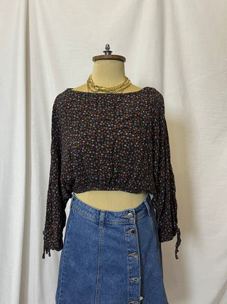 Floral Elastic Off-shoulder Blouse