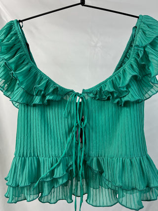 Ruffle Tie-Front Crop Top
